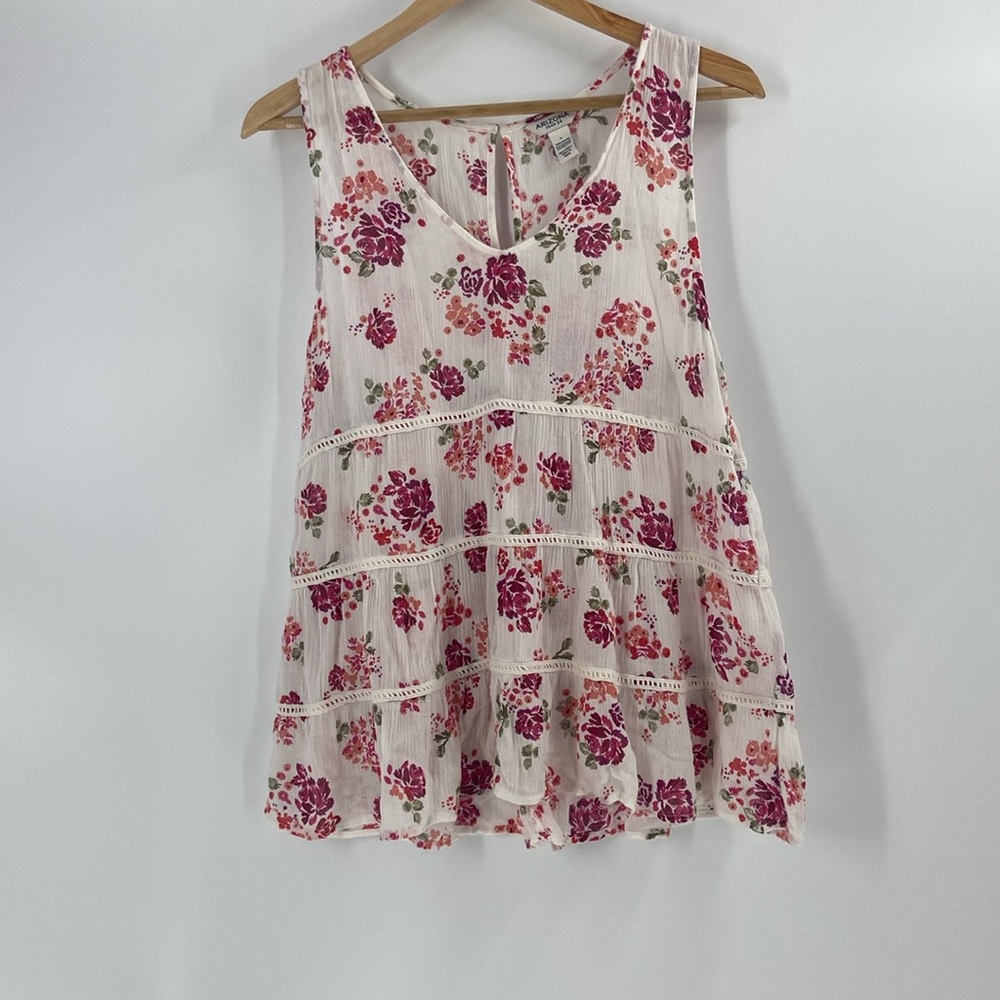 Arizona Jean Company floral tiered flouncy baby doll top large - Picture 9 of 13